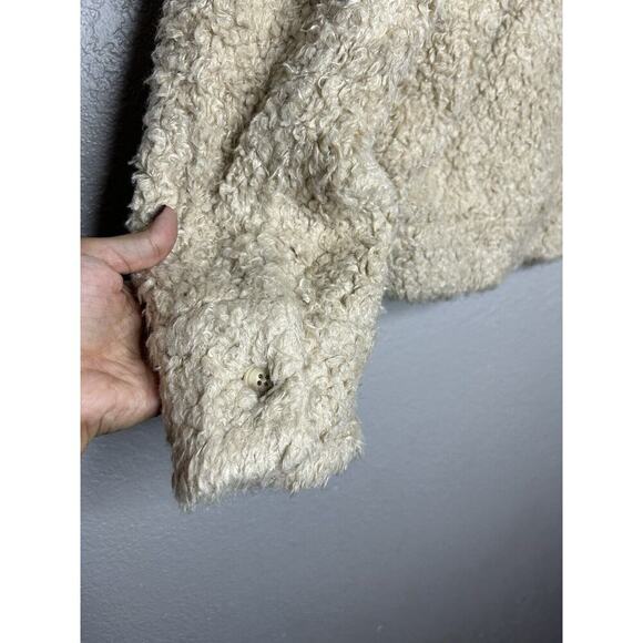 Faherty Timber Ridge Sherpa Fleece Beige Teddy Bear Style Button Jacket Medium - Picture 10 of 10
